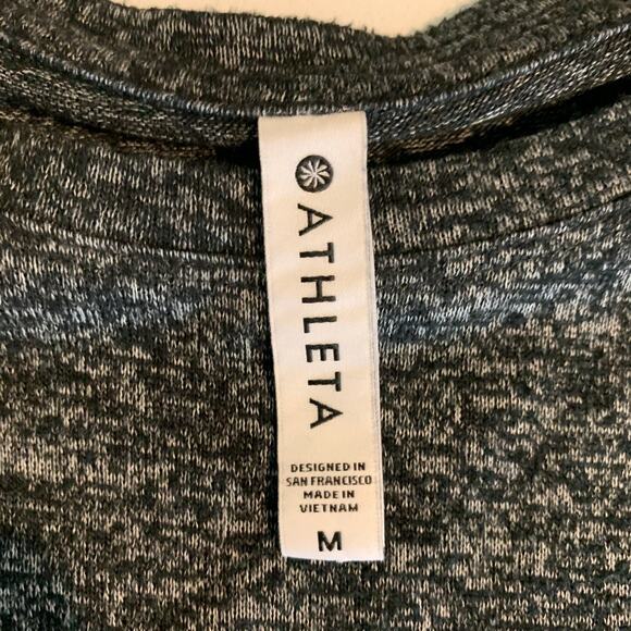 Athleta Top Womens M Medium Black Grey Mindful Dolman Pullover Lightweight Crew - Picture 8 of 13